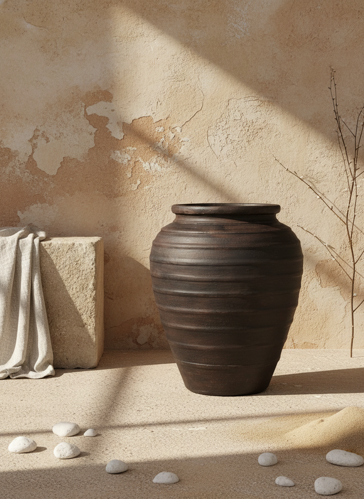 Vaso terracota artesanal Rústico C, feito artesanalmente em Portugal. Decoração  minimalista, rústico, mediterrânico, farmhouse e cottage. Decoração de interiores; Design biofílico; Decoração sustentável