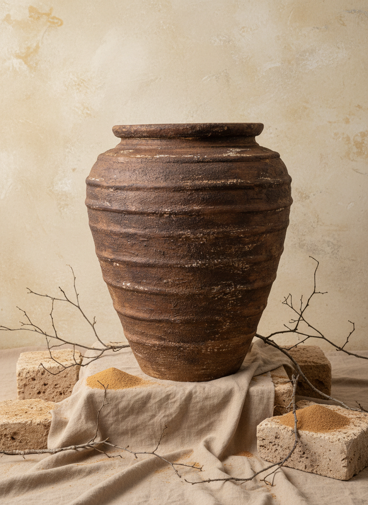 Vaso terracota artesanal Rústico A, feito artesanalmente em Portugal. Decoração Japandi, minimalista, rústico, mediterrânico, farmhouse e cottage. Decoração de interiores; Design biofílico; Decoração sustentável