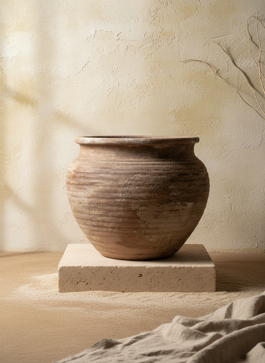 Vaso terracota artesanal RÚSTICO P feito à mão em Portugal. Estilos minimalista, rústico, mediterrânico, Japandi,  wabi-sabi e farmehouse. Decoração de interiores;  design biofílico;