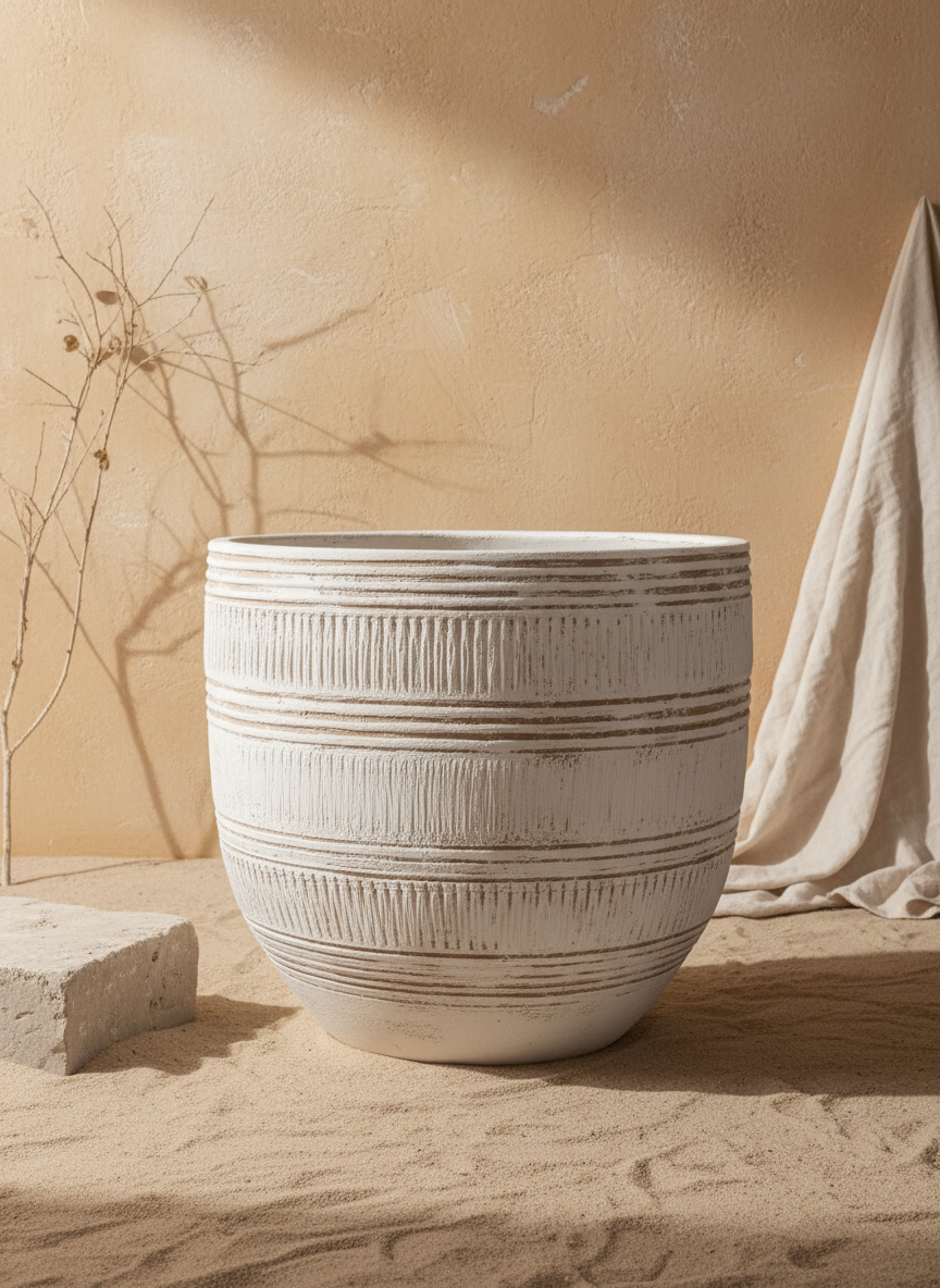 Vaso terracota artesanal  EXC 2, handmade em Portugal. Decoração wabi-sabi, farmhouse, Japandi, minimalista, mediterrânica, cottagecore e moderno. Design de interiores, decoração sustentável; design biofílico;