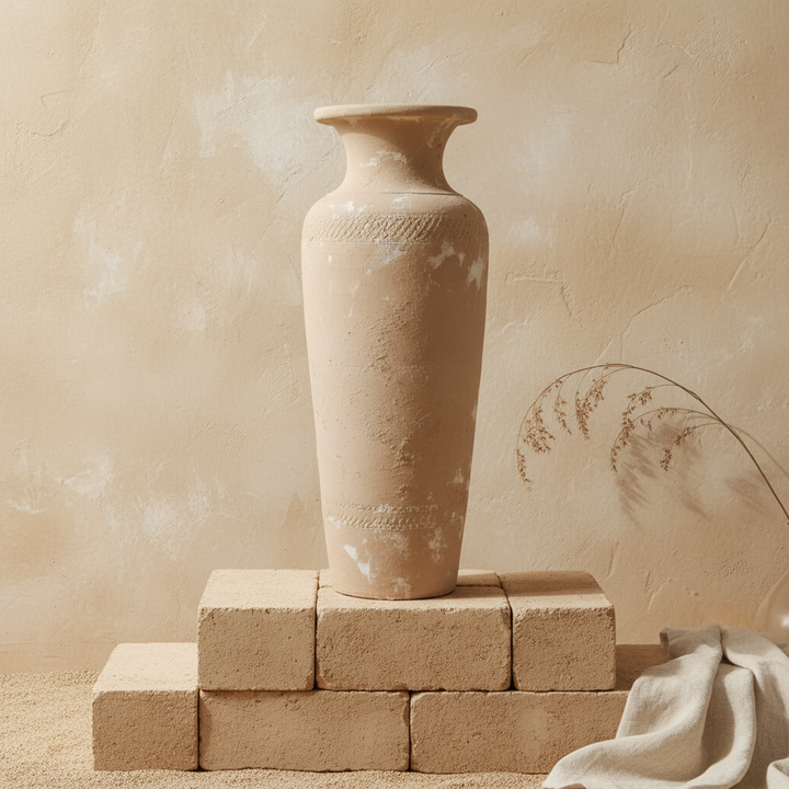 Vaso terracota artesanal  EXC 17, handmade em Portugal. Estilo orgânico; Decoração orgânica; cottagecore, wabi-sabi, farmhouse, Japandi, minimalista, mediterrânica e moderno. Design de interiores sustentável; design biofílico;