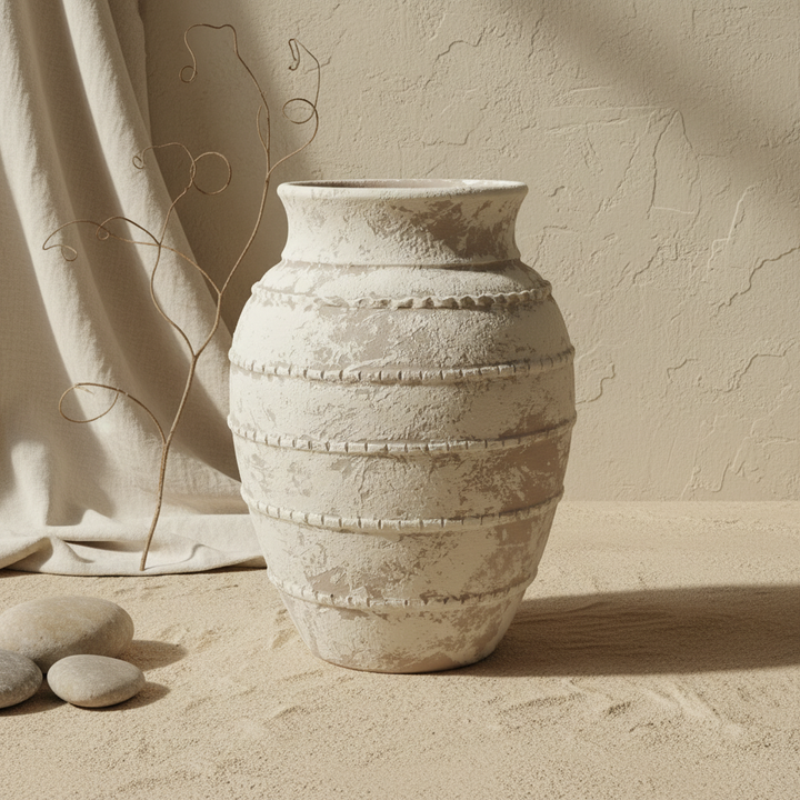 Vaso terracota artesanal LAMOUR H feito à mão Portugal. Decoração orgânica. Decoração e design de interiores; decoração e design biofílico; Decoração minimalista, wabi-sabi, rústica, mediterrânico e farmehouse. 