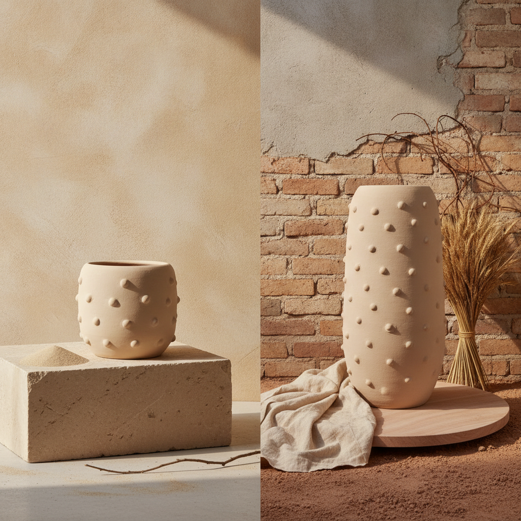 Conjunto de 3 vasos de terracota artesanal  EXC 22, handmade em Portugal. Design de interiores sustentável; design biofílico. Decoração wabi-sabi, farmhouse, Japandi, minimalista, mediterrânica, cottagecore e moderno.  Decoração orgânica;