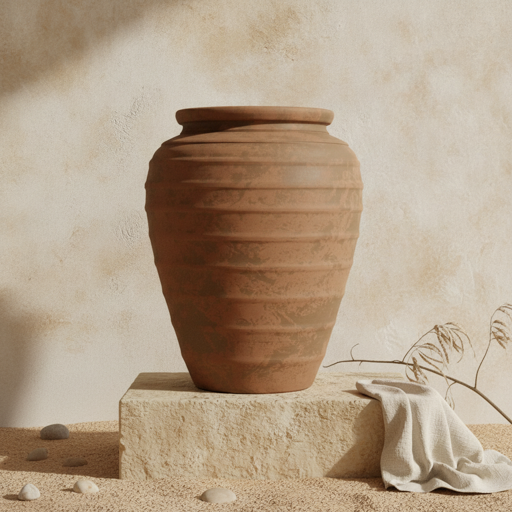 Vaso terracota artesanal  EXC 31, handmade em Portugal. Design de interiores sustentável; design biofílico; Decoração orgânica; Decoração wabi-sabi, farmhouse, Japandi, minimalista, mediterrânica. 