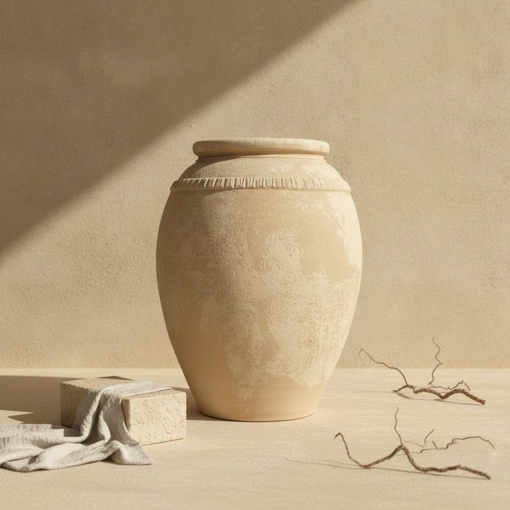 Vaso terracota artesanal Luma C feito à mão Portugal, decoração wabi-sabi, minimalista, rústico, mediterrânico, Japandi e farmehouse. Decoração e design de interiores; decoração e design biofílico;
