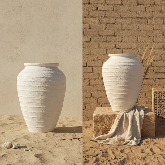 Vaso terracota artesanal  EXC 26, handmade em Portugal. Decoração orgânica. Estilo mediterranico. Design de interiores sustentável; design biofílico; Decoração wabi-sabi, farmhouse, Japandi, minimalista, mediterrânica, cottagecore e moderno.