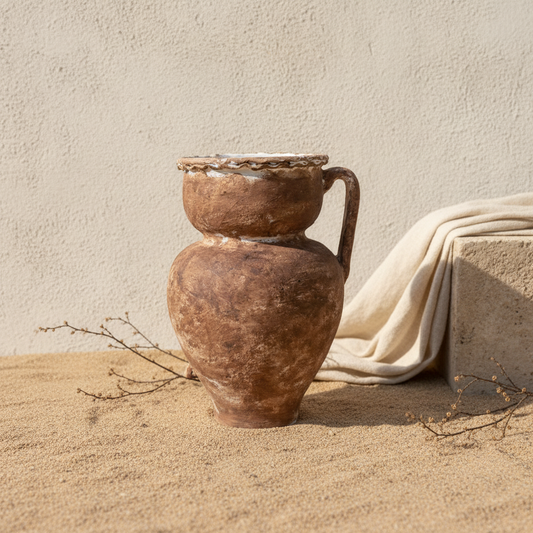 Vaso terracota artesanal RÚSTICO R.1 feito à mão Portugal. Decoração Orgânica;  Estilo wabi-sabi, minimalista, rústico, mediterrânico, Japandi e farmehouse. Decoração de interiores;  design biofílico;