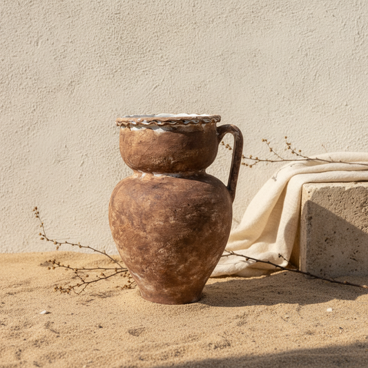 Vaso terracota artesanal RÚSTICO R.1 feito à mão Portugal. Decoração Orgânica;  Estilo wabi-sabi, minimalista, rústico, mediterrânico, Japandi e farmehouse. Decoração de interiores;  design biofílico;