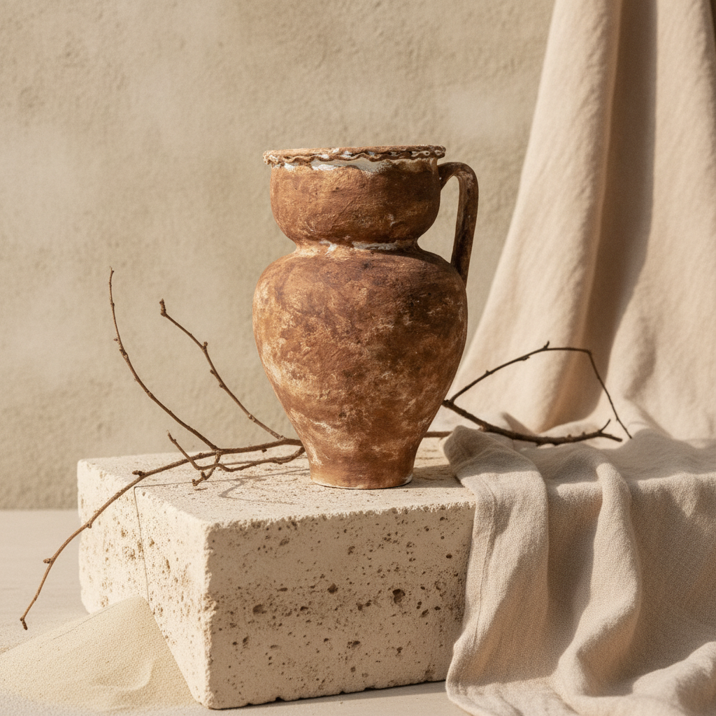 Vaso terracota artesanal RÚSTICO R.1 feito à mão Portugal. Decoração Orgânica;  Estilo wabi-sabi, minimalista, rústico, mediterrânico, Japandi e farmehouse. Decoração de interiores;  design biofílico;