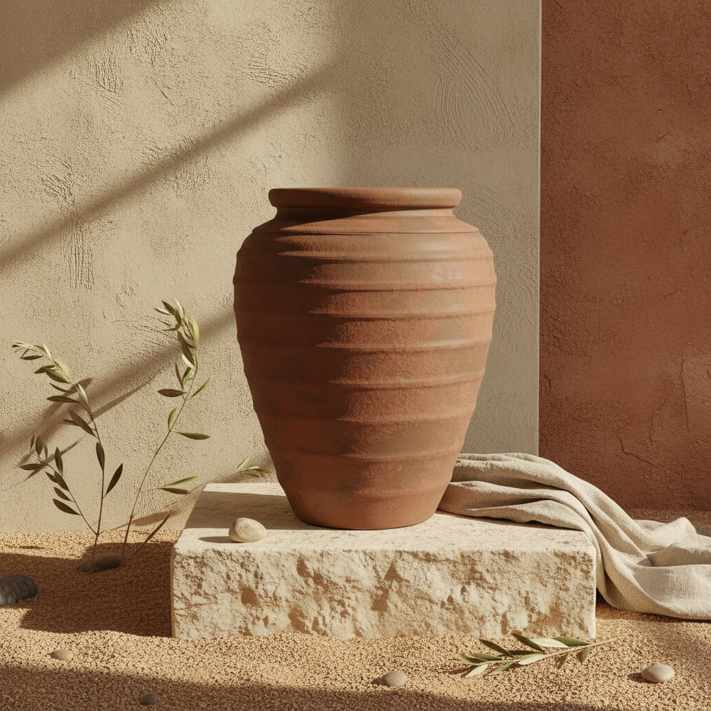 Vaso terracota artesanal  EXC 31, handmade em Portugal. Design de interiores sustentável; design biofílico; Decoração orgânica; Decoração wabi-sabi, farmhouse, Japandi, minimalista, mediterrânica. 