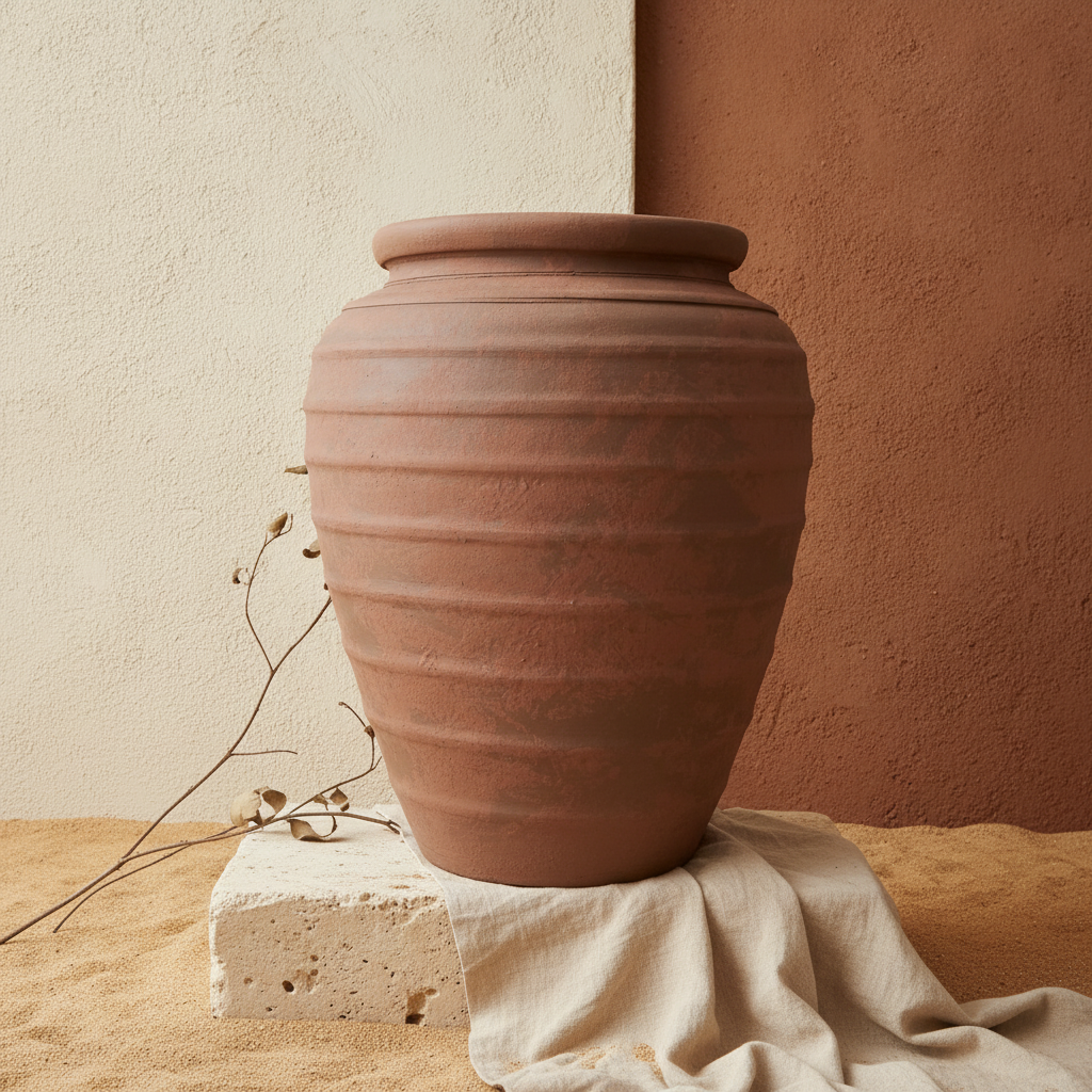 Vaso terracota artesanal  EXC 31, handmade em Portugal. Design de interiores sustentável; design biofílico; Decoração orgânica; Decoração wabi-sabi, farmhouse, Japandi, minimalista, mediterrânica. 