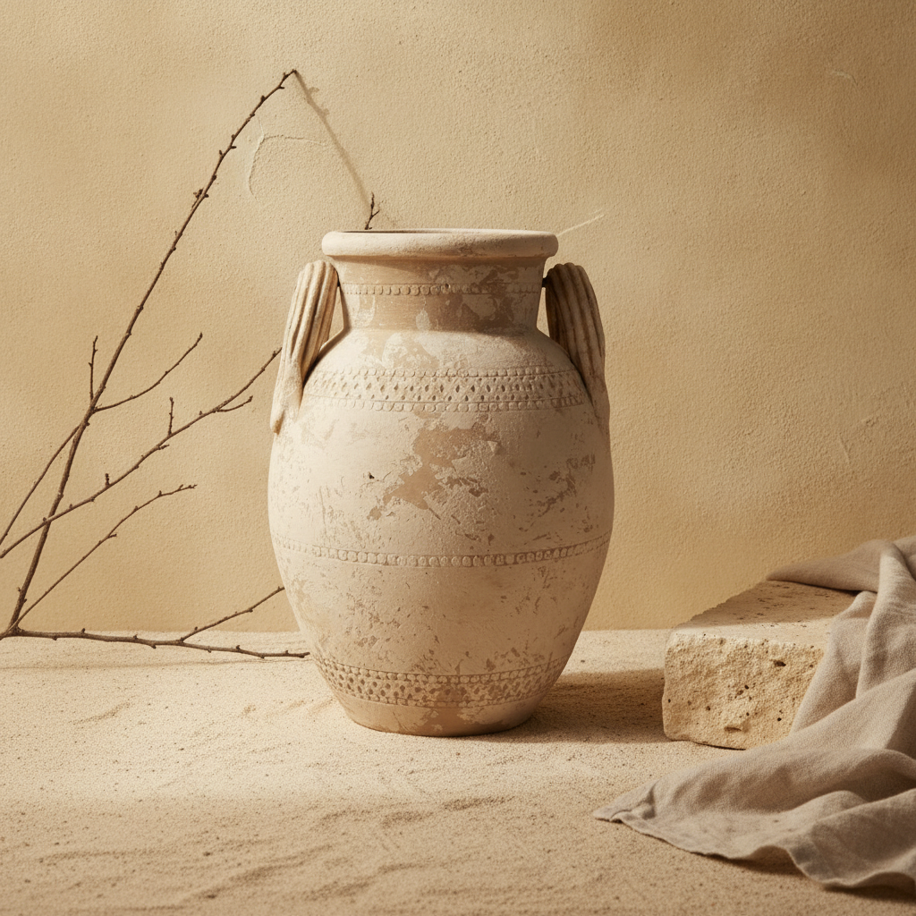 Vaso terracota artesanal Poteh D feito à mão Portugal. Decoração orgânica; Decoração natural e sustentável nos estilos Japandi, minimalista, rústico, farmhouse e moderno e wabi-sabi. Design de interiores; design biofílico;
