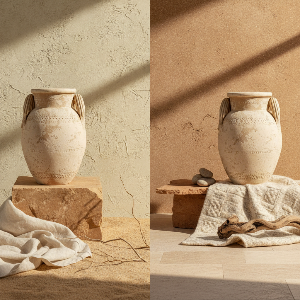 Vaso terracota artesanal Poteh D feito à mão Portugal. Decoração orgânica; Decoração natural e sustentável nos estilos Japandi, minimalista, rústico, farmhouse e moderno e wabi-sabi. Design de interiores; design biofílico;