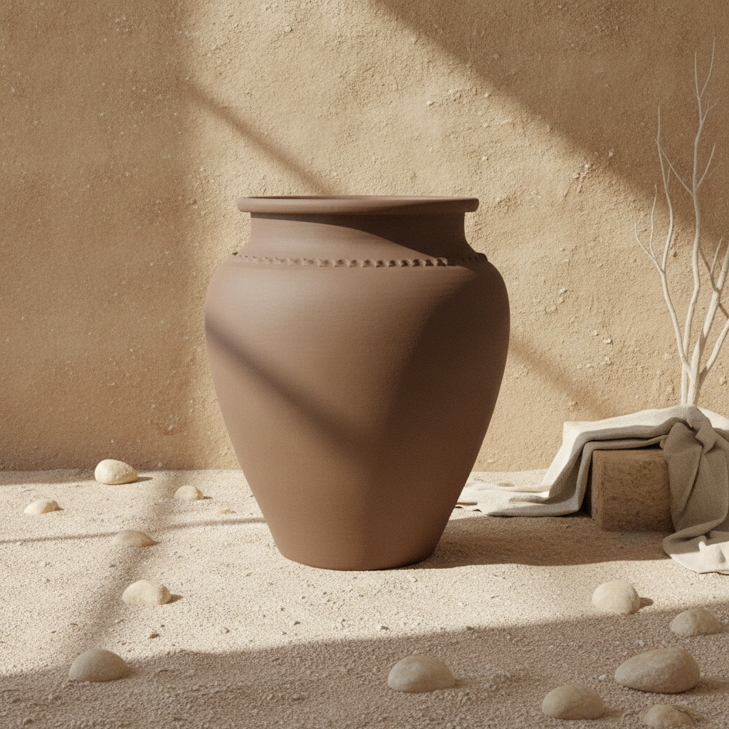 Vaso terracota artesanal Kora O,  artesanato made in em Portugal. Decoração orgânica; Decoração de interiores; Design biofílico; Decoração sustentável nos estilos: Japandi, minimalista, rústico, mediterrânico, farmhouse e cottage. 
