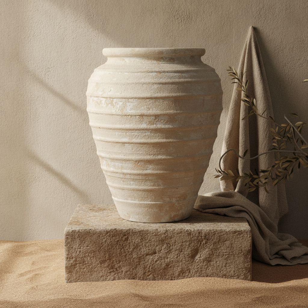 Vaso terracota artesanal Marua O, MADE IN Portugal. Vaso de barrro grande. Decoração orgânica; Estilo wabi-sabi, minimalista, rústico, mediterrânico, moderno e outras. Decoração sustentável e design de interiores; design biofílico;