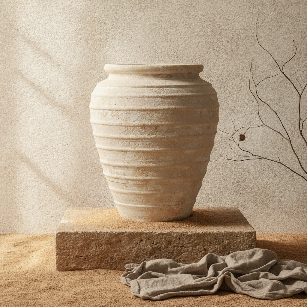 Vaso terracota artesanal Marua O, MADE IN Portugal. Vaso de barrro grande. Decoração orgânica; Estilo wabi-sabi, minimalista, rústico, mediterrânico, moderno e outras. Decoração sustentável e design de interiores; design biofílico;