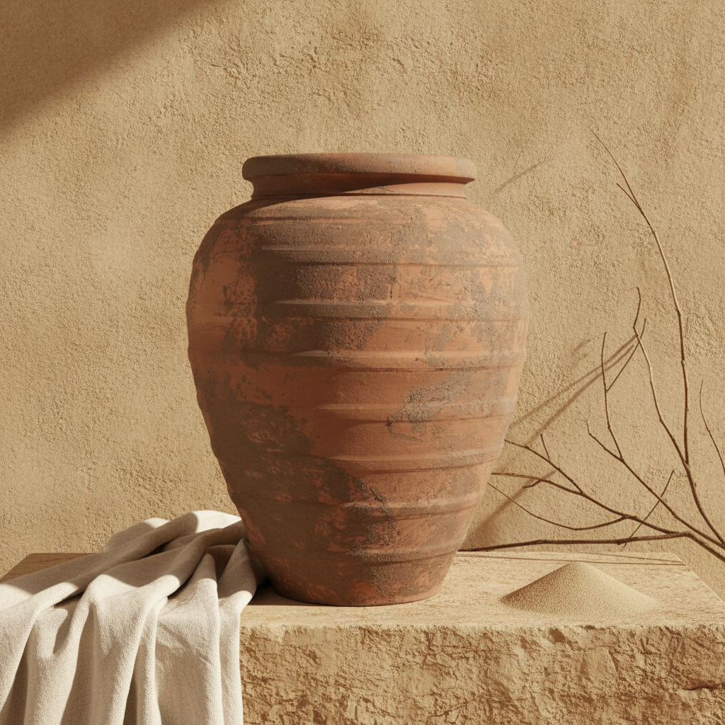 Vaso terracota artesanal Marua P, Decoração sustentável e design de interiores; design biofílico; MADE IN Portugal. Vaso de barrro grande. Decoração orgânica; Estilo wabi-sabi, minimalista, rústico, mediterrânico, moderno e outras. 