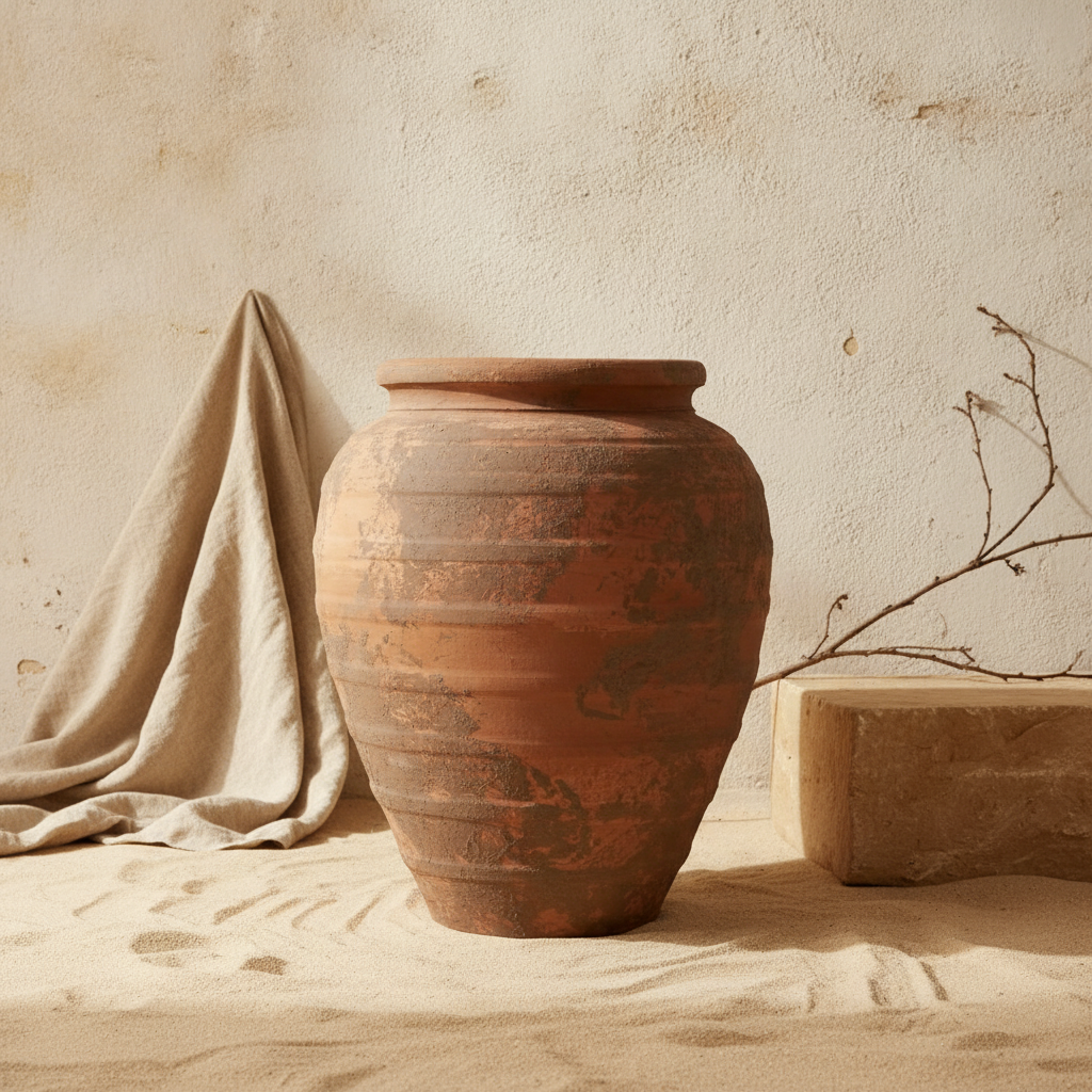 Vaso terracota artesanal Marua P, Decoração sustentável e design de interiores; design biofílico; MADE IN Portugal. Vaso de barrro grande. Decoração orgânica; Estilo wabi-sabi, minimalista, rústico, mediterrânico, moderno e outras. 
