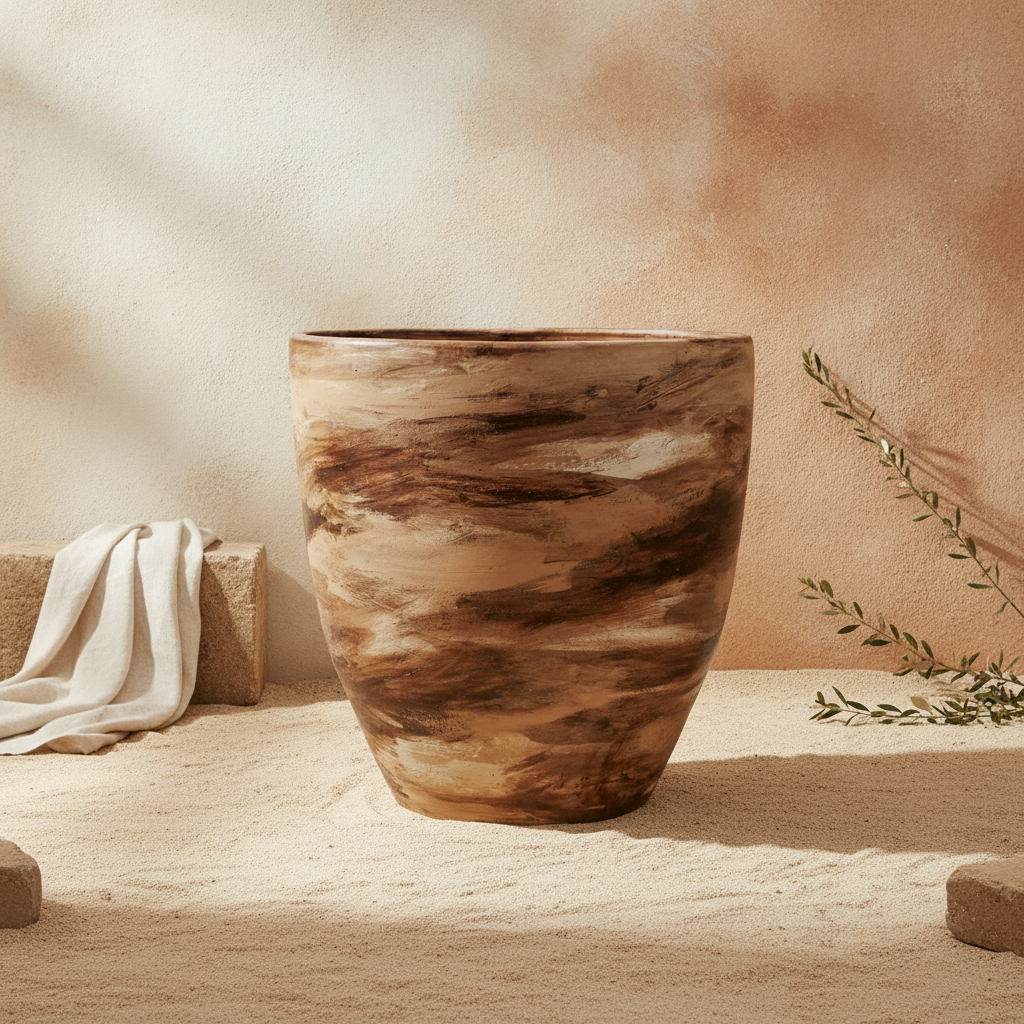 Vaso terracota artesanal Nahura B feito à mão Portugal. Vasos de terracota gigantes. Decoração Orgânica.  decoração wabi-sabi, minimalista, rústico, mediterrânico, e outras. Decoração e design de interiores; decoração e design biofílico;