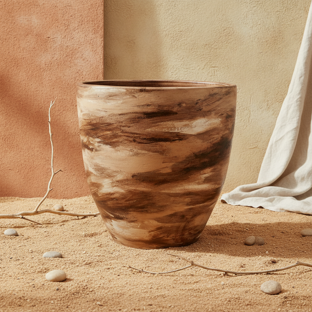 Vaso terracota artesanal Nahura B feito à mão Portugal. Vasos de terracota gigantes. Decoração Orgânica.  decoração wabi-sabi, minimalista, rústico, mediterrânico, e outras. Decoração e design de interiores; decoração e design biofílico;