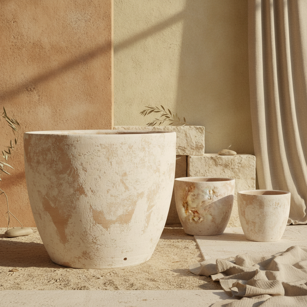 Vaso terracota artesanal Nahura A, handmade. Made in Portugal. Vasos de terracota gigantes. Decoração Orgânica.  decoração wabi-sabi, minimalista, rústico, mediterrânico, e outras. Decoração e design de interiores; decoração e design biofílico;