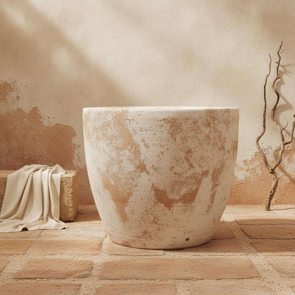 Vaso terracota artesanal Nahura A, handmade. Made in Portugal. Vasos de terracota gigantes. Decoração Orgânica.  decoração wabi-sabi, minimalista, rústico, mediterrânico, e outras. Decoração e design de interiores; decoração e design biofílico;
