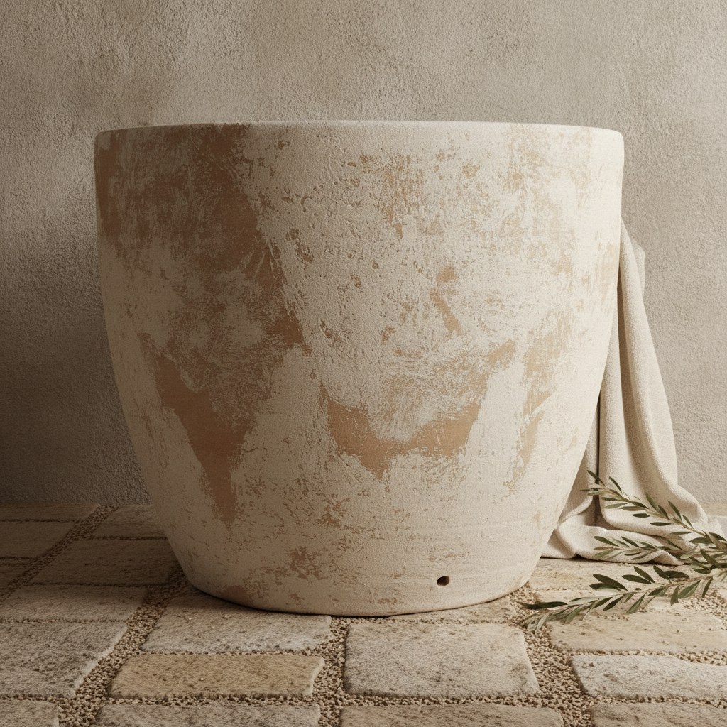 Vaso terracota artesanal Nahura A, handmade. Made in Portugal. Vasos de terracota gigantes. Decoração Orgânica.  decoração wabi-sabi, minimalista, rústico, mediterrânico, e outras. Decoração e design de interiores; decoração e design biofílico;