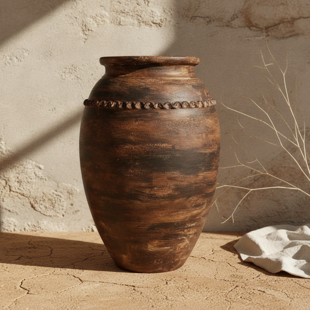 Vaso terracota artesanal Exclusivo X.2, feito à mão Portugal. Decoração Orgânica; Design biofílico; Decoração sustentável; Decoração estilo wabi-sabi, minimalista, rústico, mediterrânico, Japandi e farmehouse. Decoração de interiores; 