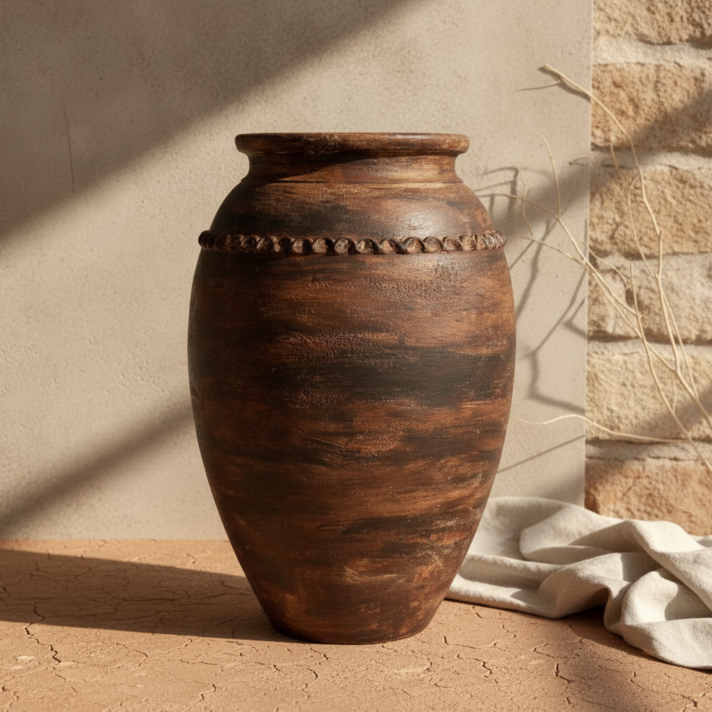 Vaso terracota artesanal Exclusivo X.2, feito à mão Portugal. Decoração Orgânica; Design biofílico; Decoração sustentável; Decoração estilo wabi-sabi, minimalista, rústico, mediterrânico, Japandi e farmehouse. Decoração de interiores; 