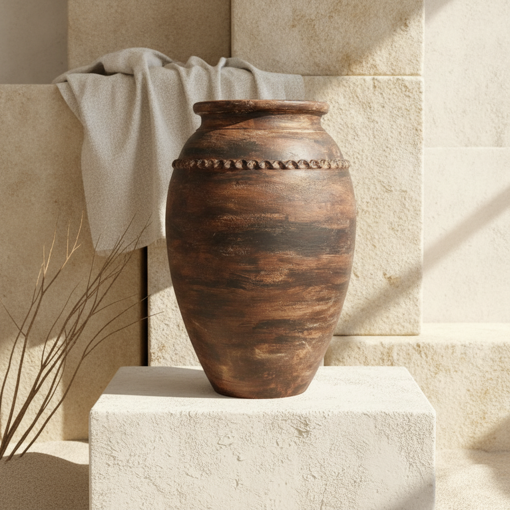 Vaso terracota artesanal Exclusivo X.2, feito à mão Portugal. Decoração Orgânica; Design biofílico; Decoração sustentável; Decoração estilo wabi-sabi, minimalista, rústico, mediterrânico, Japandi e farmehouse. Decoração de interiores; 