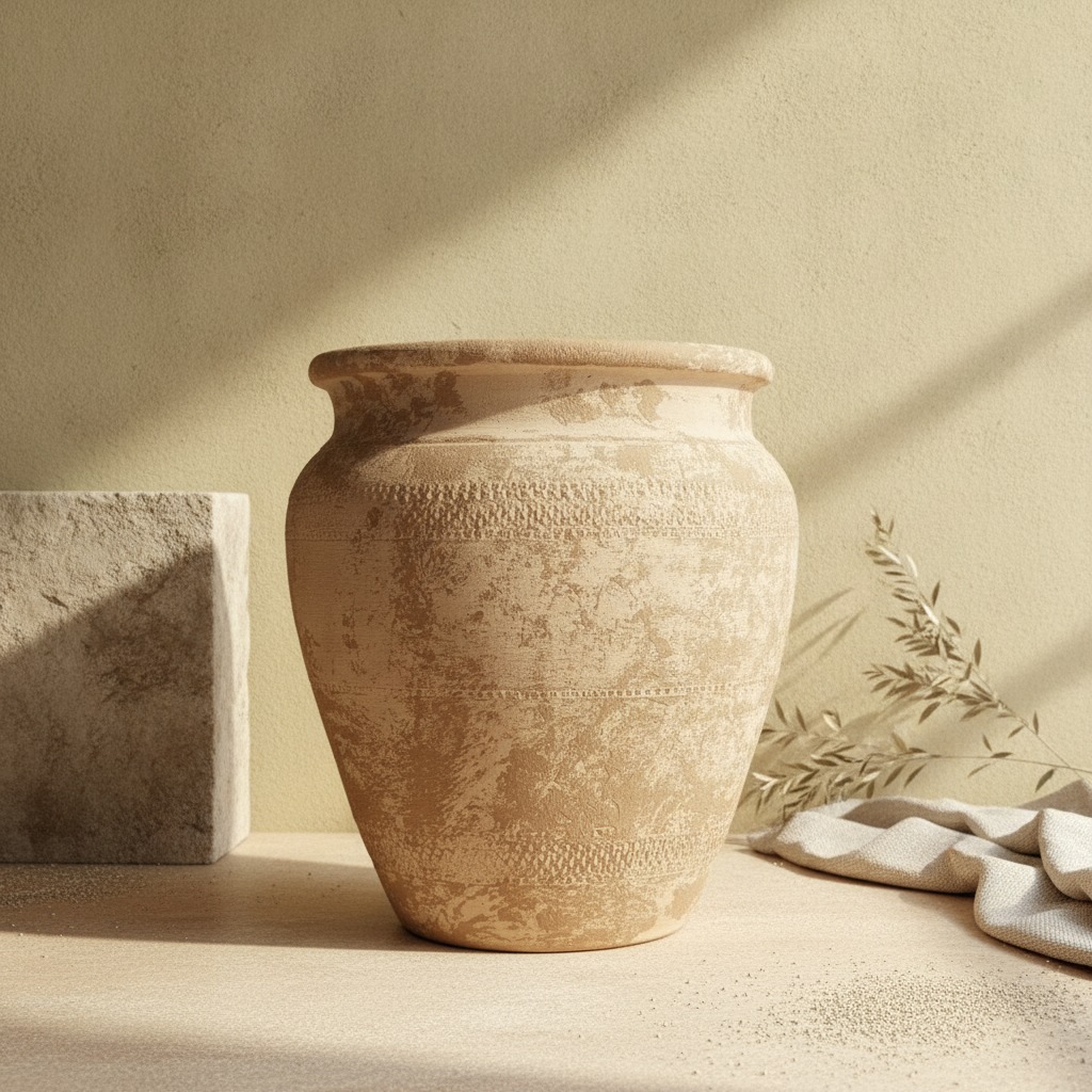Vaso terracota artesanal Alura D made in Portugal. Organic Decor; Decoração wabi-sabi, minimalista, rústico, mediterrânico, e outras. Decoração e design de interiores; decoração e design biofílico;