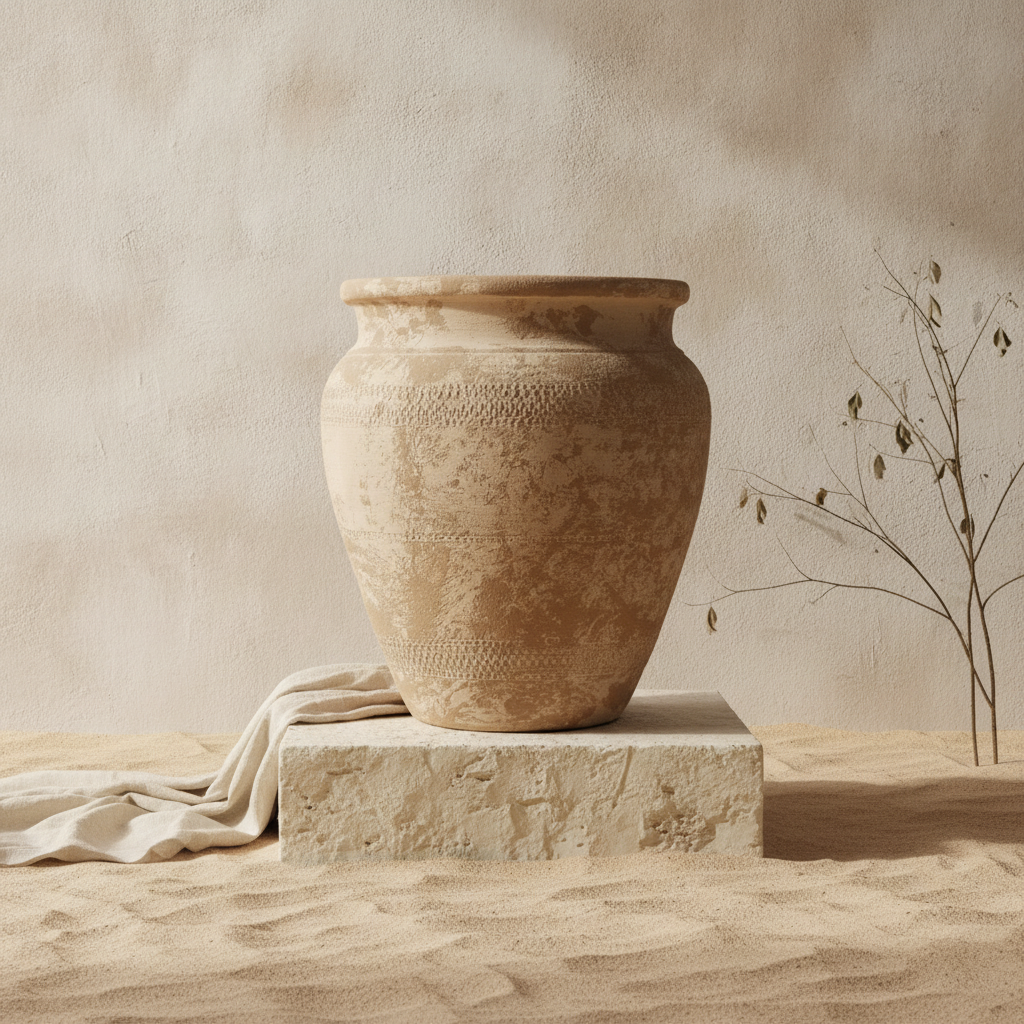 Vaso terracota artesanal Alura D made in Portugal. Organic Decor; Decoração wabi-sabi, minimalista, rústico, mediterrânico, e outras. Decoração e design de interiores; decoração e design biofílico;