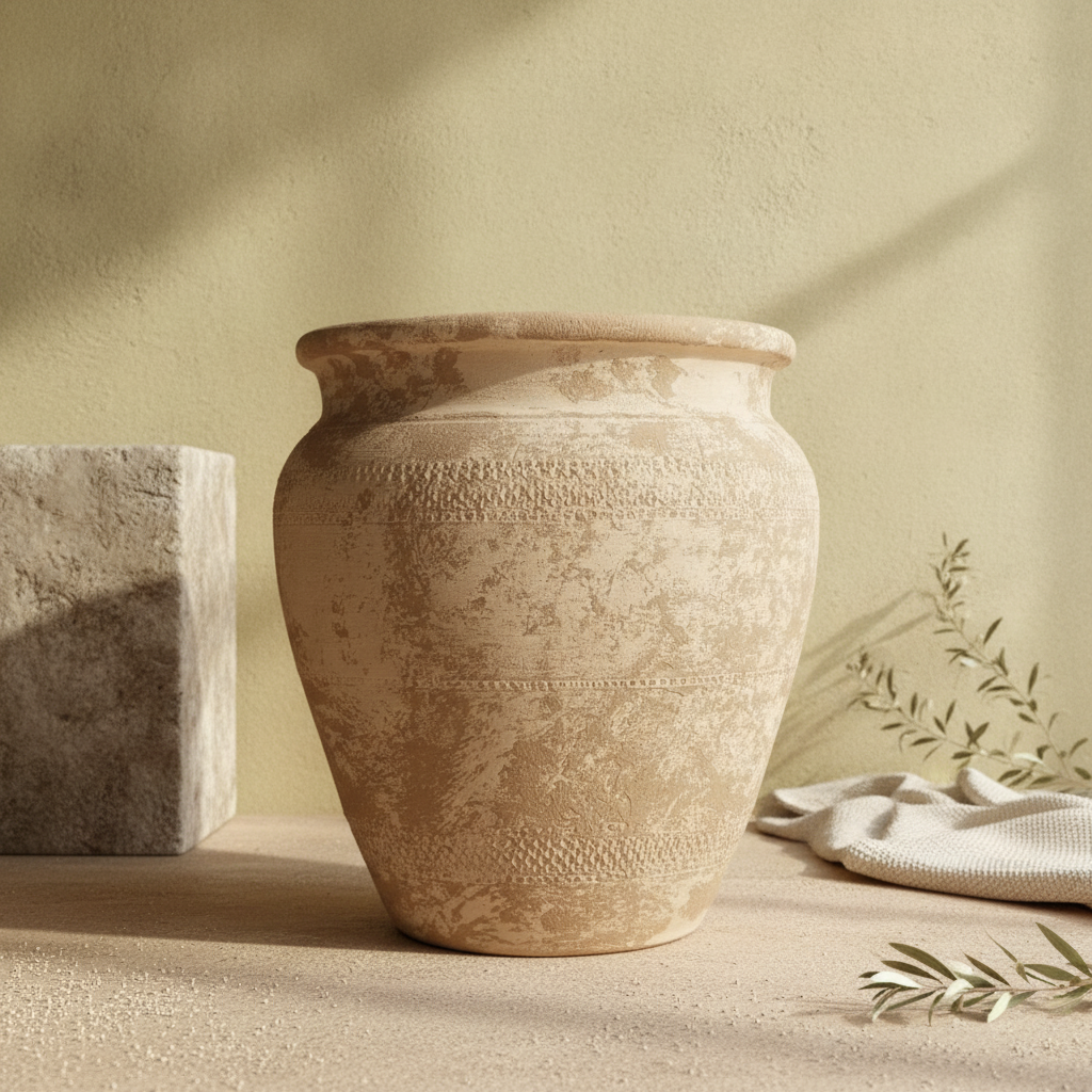 Vaso terracota artesanal Alura D made in Portugal. Organic Decor; Decoração wabi-sabi, minimalista, rústico, mediterrânico, e outras. Decoração e design de interiores; decoração e design biofílico;