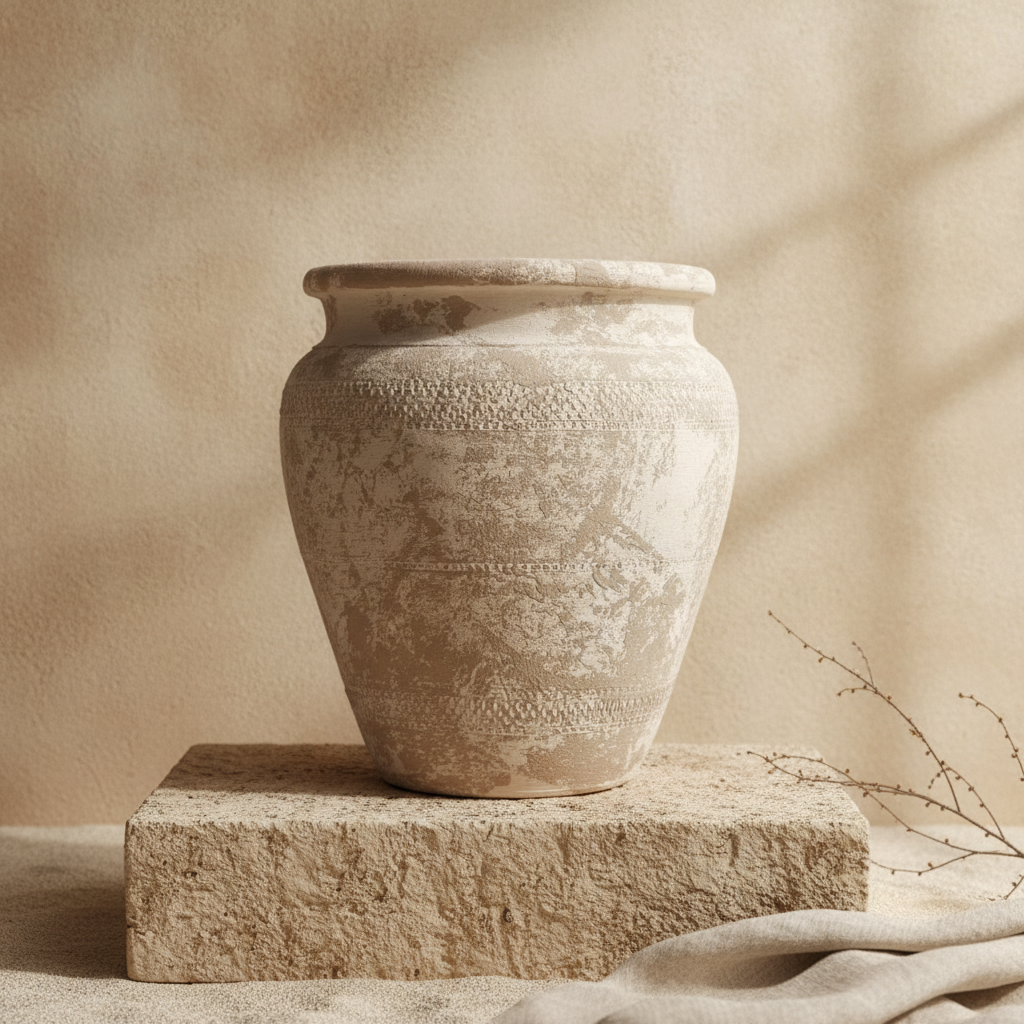 Vaso terracota artesanal Alura D made in Portugal. Organic Decor; Decoração wabi-sabi, minimalista, rústico, mediterrânico, e outras. Decoração e design de interiores; decoração e design biofílico;