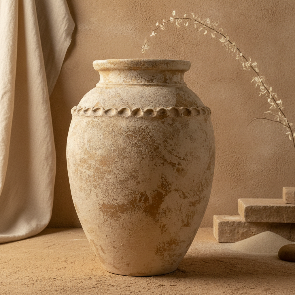 Vaso terracota artesanal Tamar L feito à mão Portugal. Decoração organica em terracota; Decoração estilo wabi-sabi, minimalista, rústico, mediterrânico, Japandi e farmehouse. Decoração de interiores;  Design biofílico; Decoração sustentável