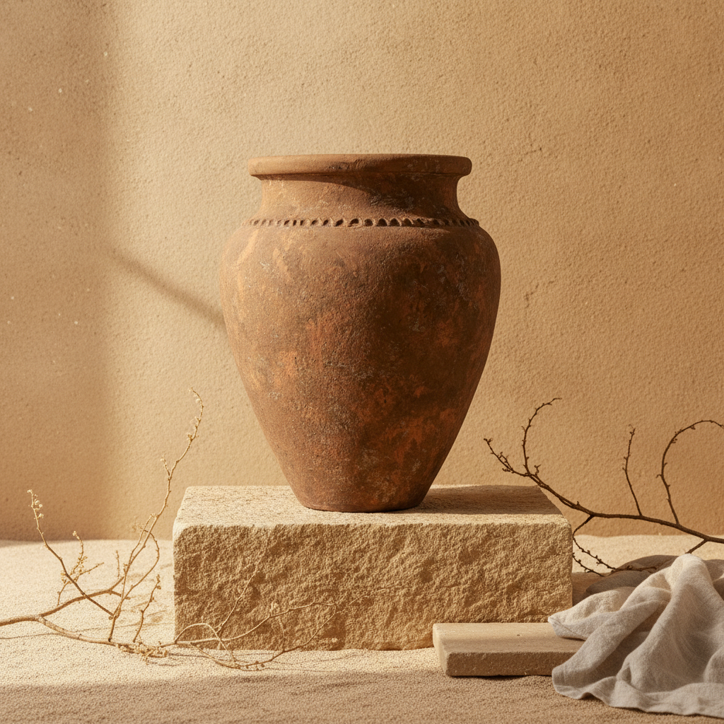 Vaso terracota artesanal  EXC 34, handmade em Portugal. Design de interiores sustentável; design biofílico; Decoração orgânica; Decoração wabi-sabi, farmhouse, Japandi, minimalista, mediterrânica. Organic Decor; 