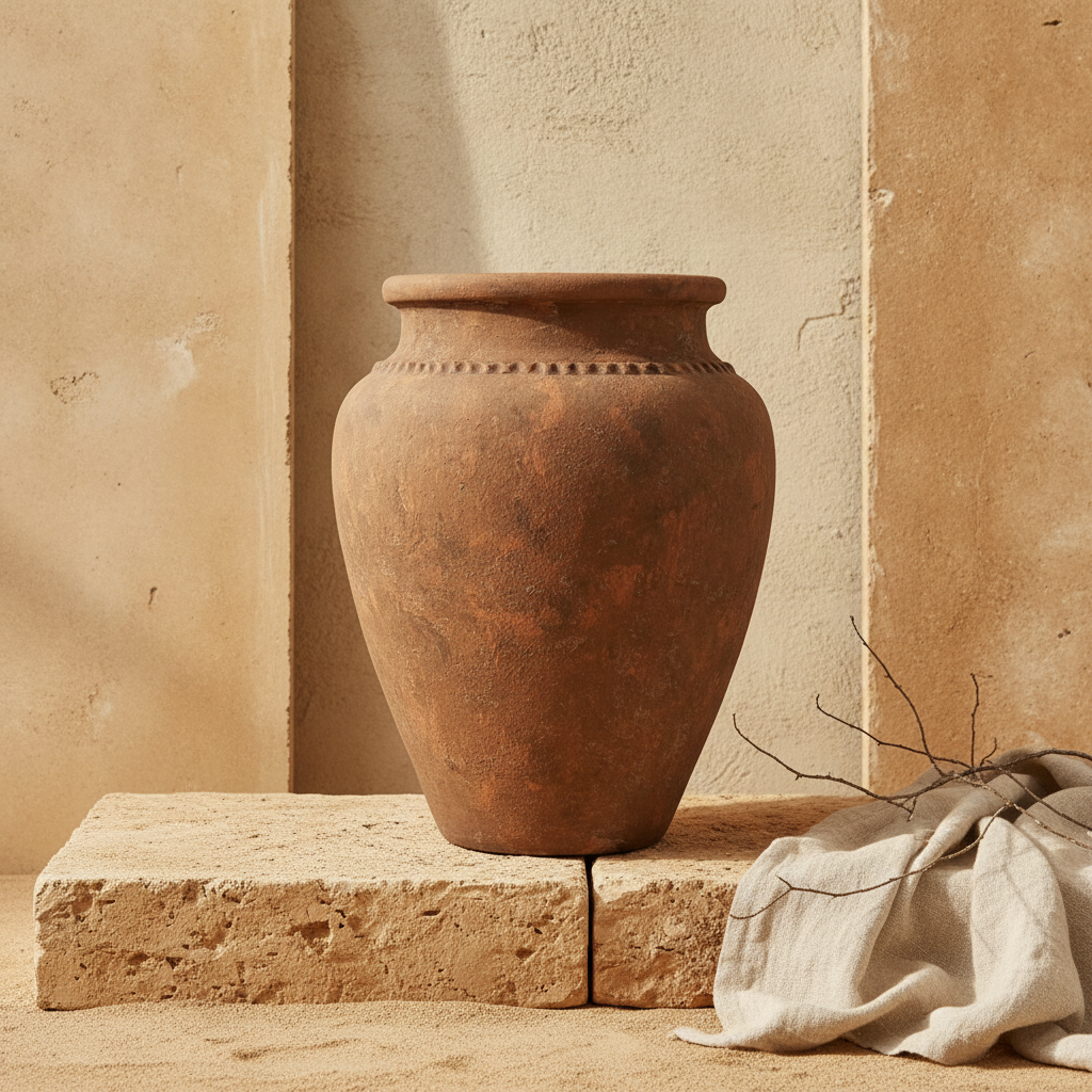 Vaso terracota artesanal  EXC 34, handmade em Portugal. Design de interiores sustentável; design biofílico; Decoração orgânica; Decoração wabi-sabi, farmhouse, Japandi, minimalista, mediterrânica. Organic Decor; 