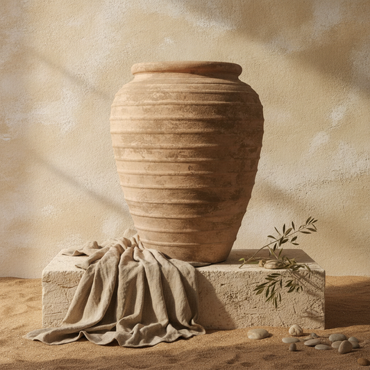 Vaso terracota artesanal  EXC 15, handmade em Portugal. Decoração wabi-sabi, farmhouse, Japandi, minimalista, mediterrânica, cottagecore e moderno. Design de interiores, decoração sustentável; design biofílico;