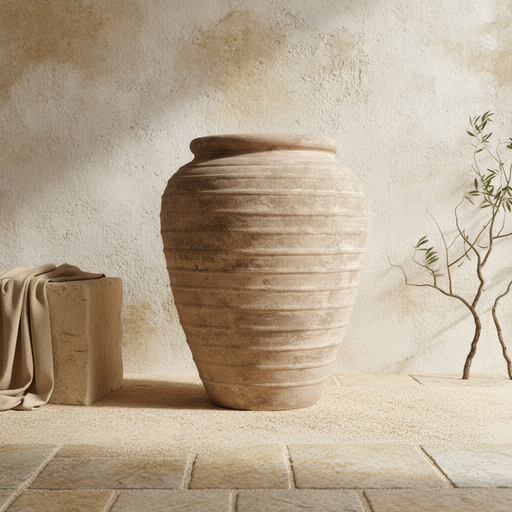 Vaso terracota artesanal  EXC 15, handmade em Portugal. Decoração wabi-sabi, farmhouse, Japandi, minimalista, mediterrânica, cottagecore e moderno. Design de interiores, decoração sustentável; design biofílico;