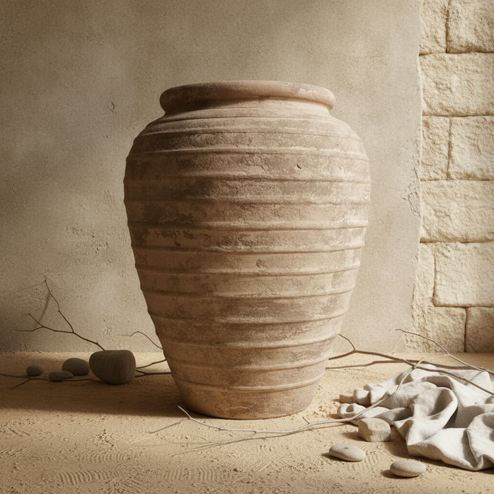 Vaso terracota artesanal  EXC 15, handmade em Portugal. Decoração wabi-sabi, farmhouse, Japandi, minimalista, mediterrânica, cottagecore e moderno. Design de interiores, decoração sustentável; design biofílico;