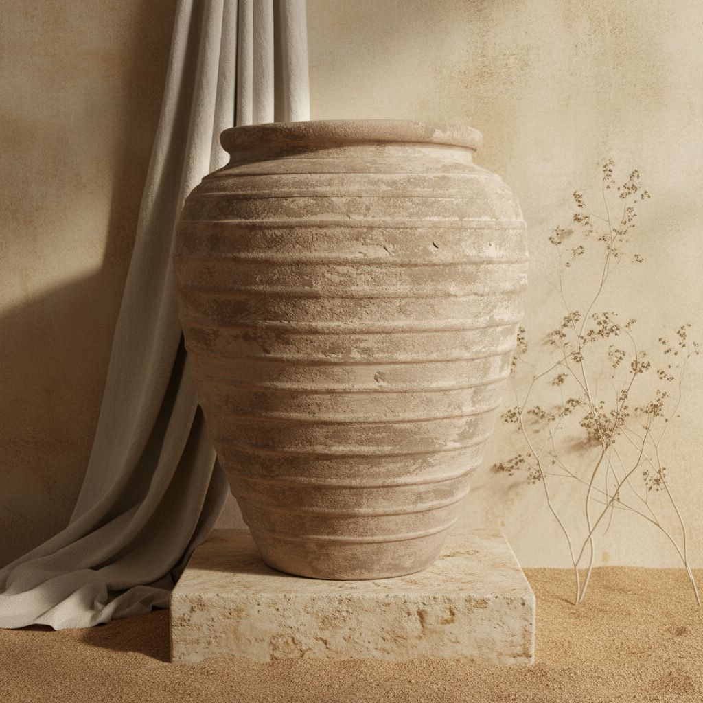 Vaso terracota artesanal  EXC 15, handmade em Portugal. Decoração wabi-sabi, farmhouse, Japandi, minimalista, mediterrânica, cottagecore e moderno. Design de interiores, decoração sustentável; design biofílico;