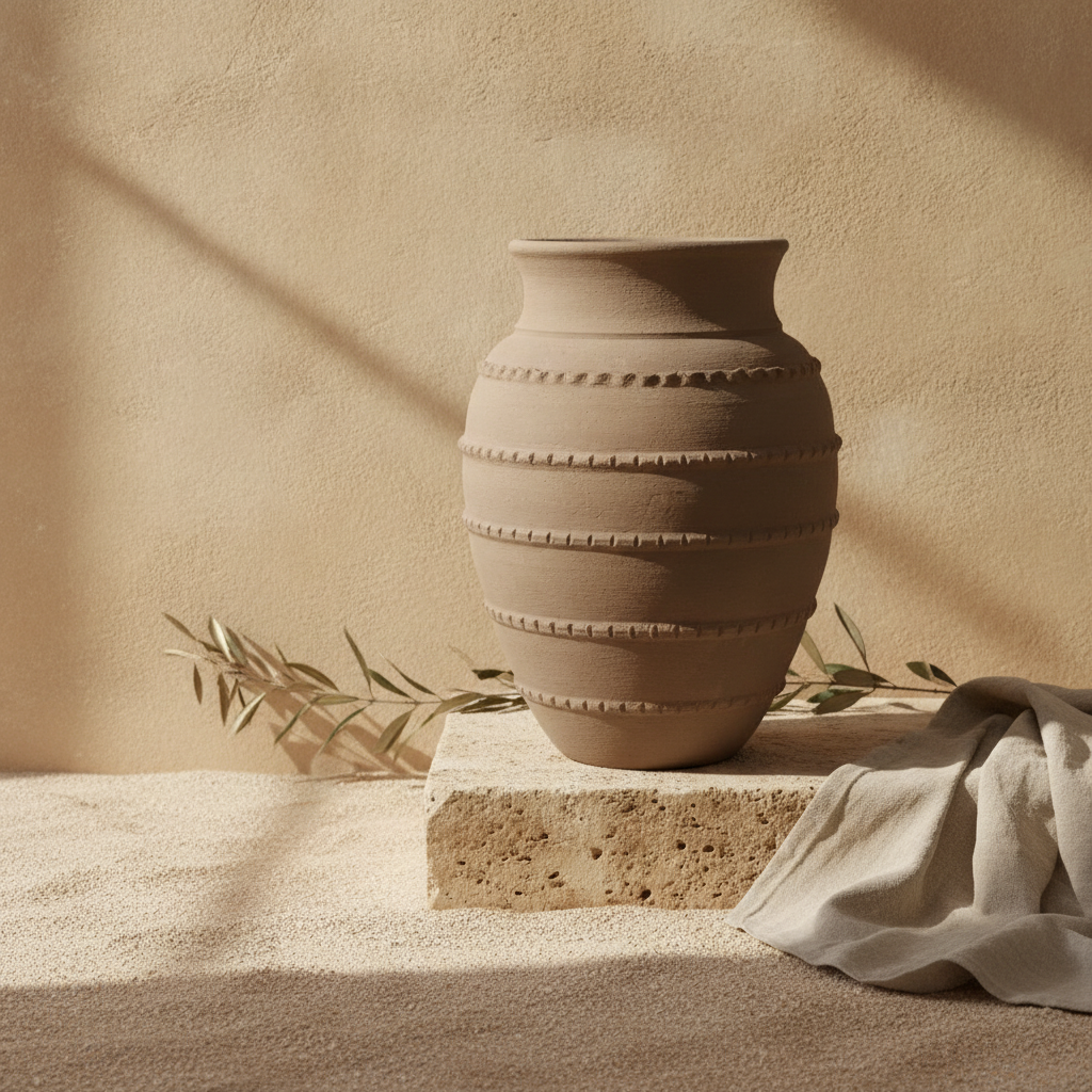 Vaso terracota artesanal  EXC 33, handmade em Portugal. Organic Decor; Design de interiores sustentável; design biofílico; Decoração orgânica; Decoração wabi-sabi, farmhouse, Japandi, minimalista, mediterrânica. 