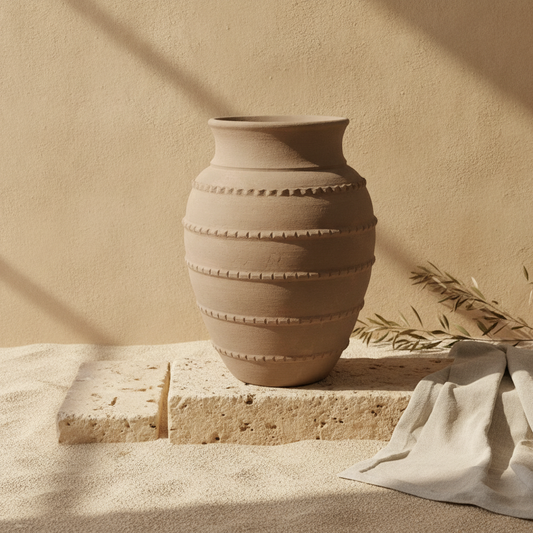 Vaso terracota artesanal  EXC 33, handmade em Portugal. Organic Decor; Design de interiores sustentável; design biofílico; Decoração orgânica; Decoração wabi-sabi, farmhouse, Japandi, minimalista, mediterrânica. 