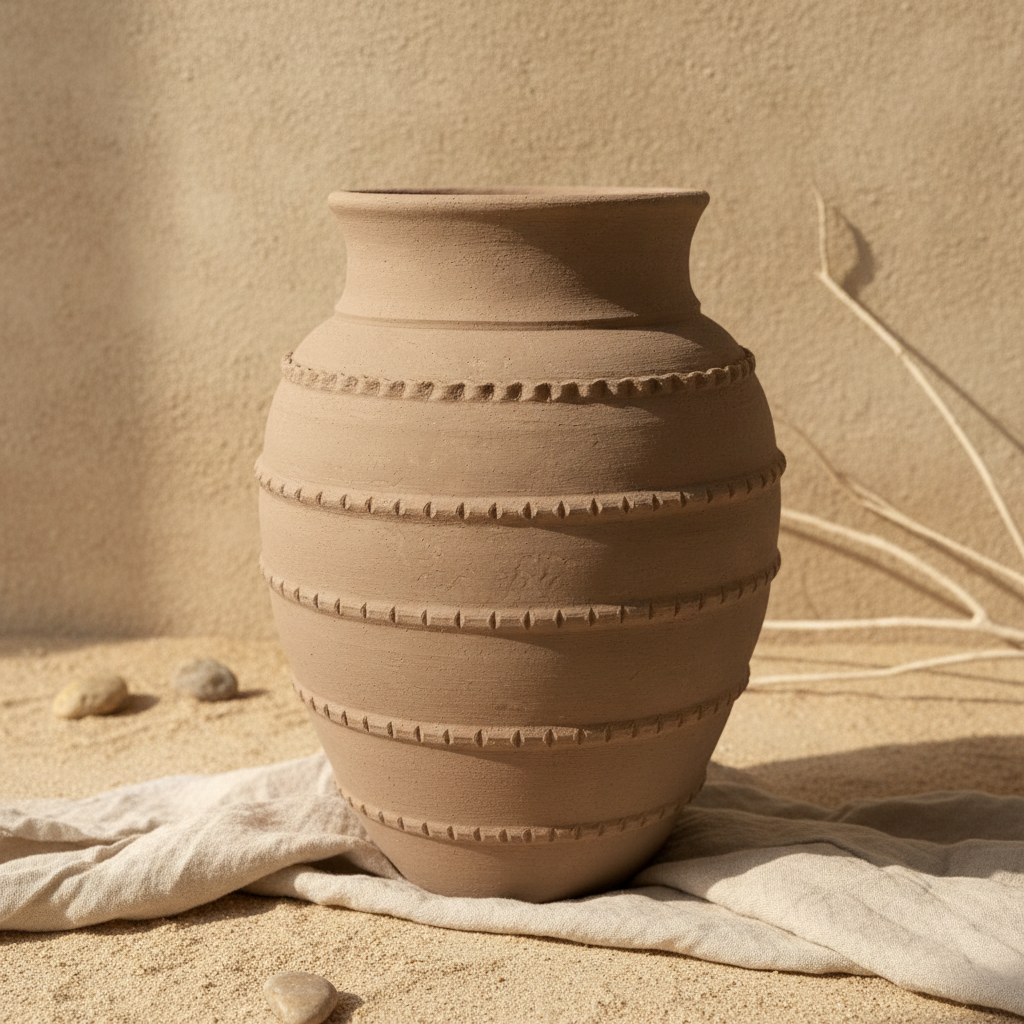 Vaso terracota artesanal  EXC 33, handmade em Portugal. Organic Decor; Design de interiores sustentável; design biofílico; Decoração orgânica; Decoração wabi-sabi, farmhouse, Japandi, minimalista, mediterrânica. 