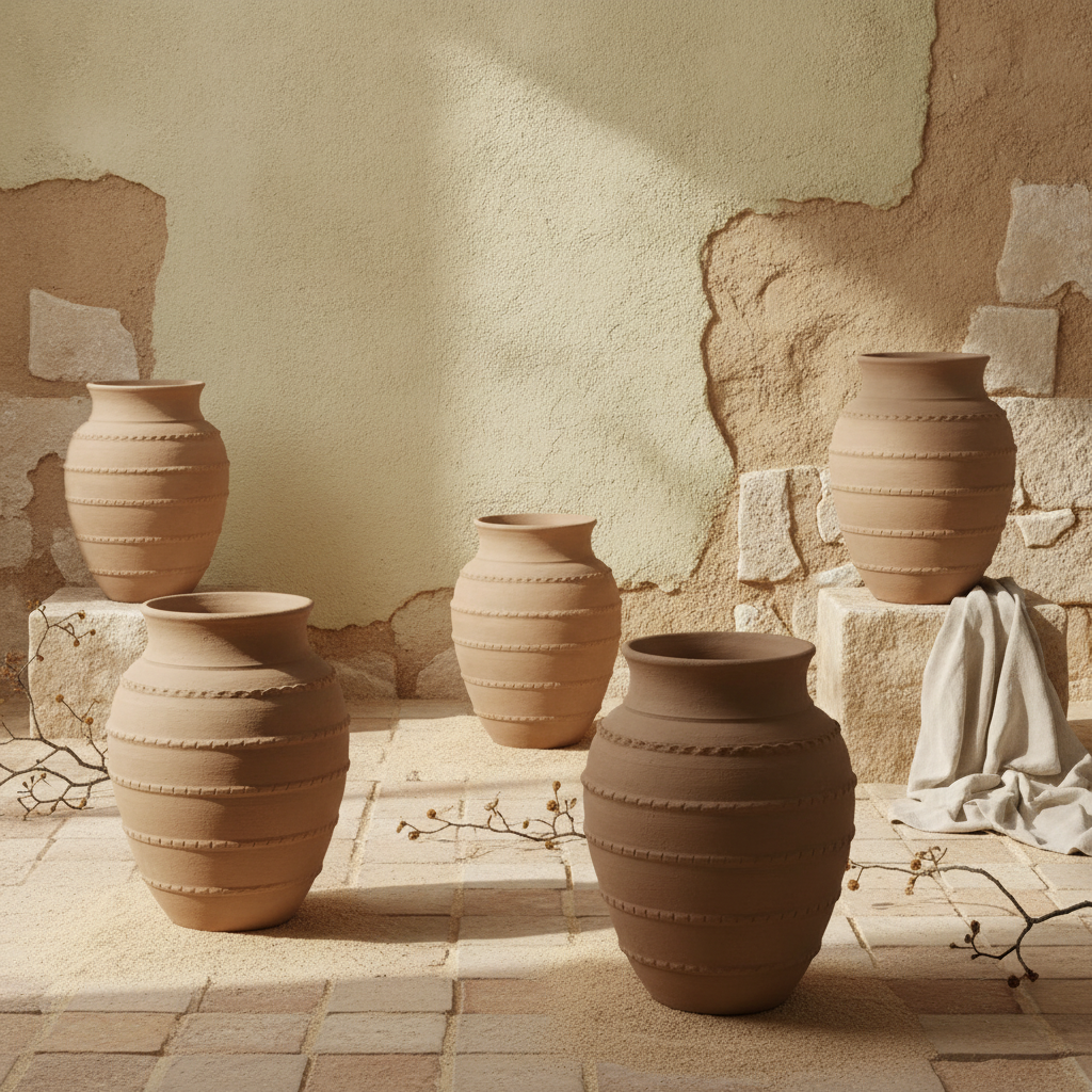 Vaso terracota artesanal  EXC 33, handmade em Portugal. Organic Decor; Design de interiores sustentável; design biofílico; Decoração orgânica; Decoração wabi-sabi, farmhouse, Japandi, minimalista, mediterrânica. 