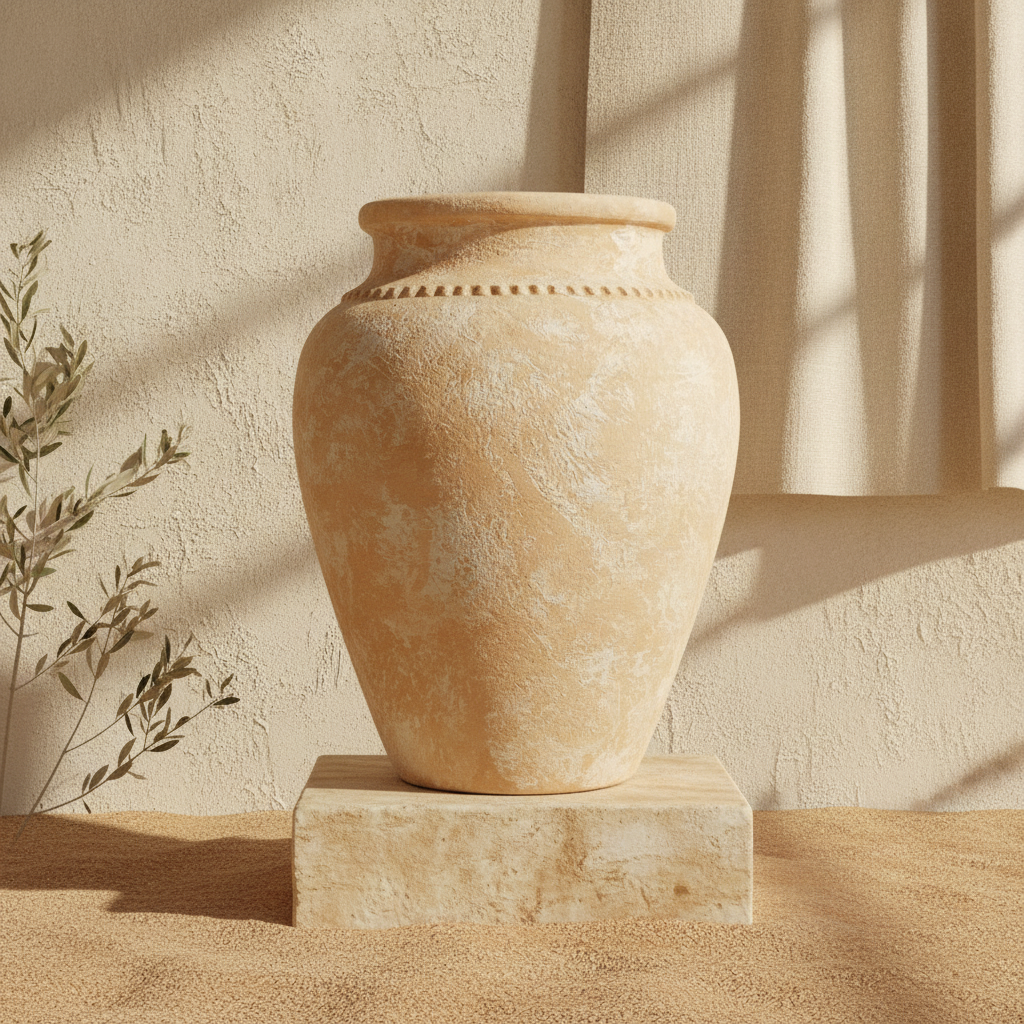 Vaso terracota artesanal  EXC 30.2, handmade em Portugal. ORGANIC DECOR; Decoração wabi-sabi, farmhouse, Japandi, minimalista, mediterrânica, cottagecore e moderno. Design de interiores, decoração sustentável; design biofílico;