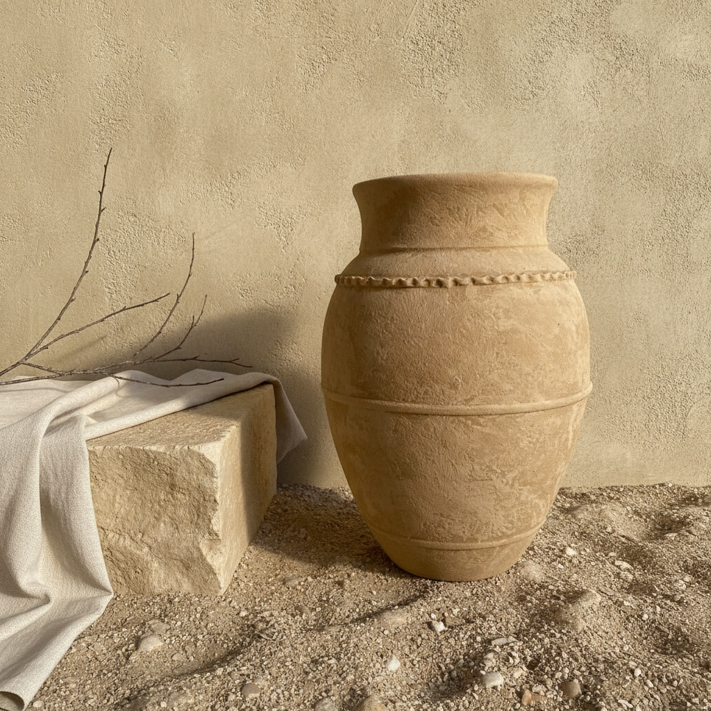 Vaso terracota artesanal LAMOUR J handcrafted in Portugal. Decoração orgãnica; Decoração sustentável; Design de interiores; decoração e design biofílico; Decoração minimalista, wabi-sabi, rústica, mediterrânico e farmehouse. Organic decor;