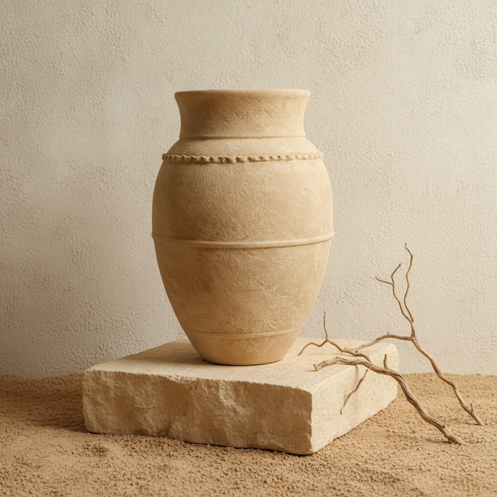 Vaso terracota artesanal LAMOUR J handcrafted in Portugal. Decoração orgãnica; Decoração sustentável; Design de interiores; decoração e design biofílico; Decoração minimalista, wabi-sabi, rústica, mediterrânico e farmehouse. Organic decor;