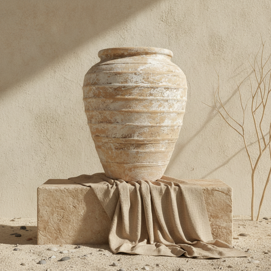 Vaso terracota artesanal  EXC 35, handcrafted em Portugal. Design de interiores sustentável; design biofílico; Decoração orgânica; Decoração wabi-sabi, farmhouse, Japandi, minimalista, mediterrânica. Organic Decor; 