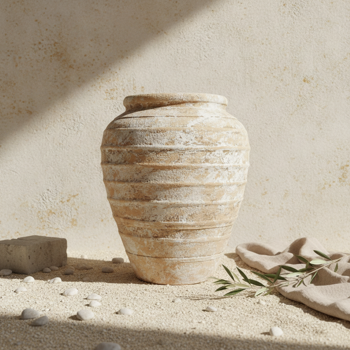 Vaso terracota artesanal  EXC 35, handcrafted em Portugal. Design de interiores sustentável; design biofílico; Decoração orgânica; Decoração wabi-sabi, farmhouse, Japandi, minimalista, mediterrânica. Organic Decor; 